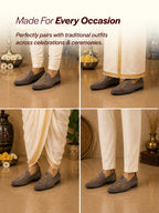 men grey velvet embroidery party casual loafer shoes