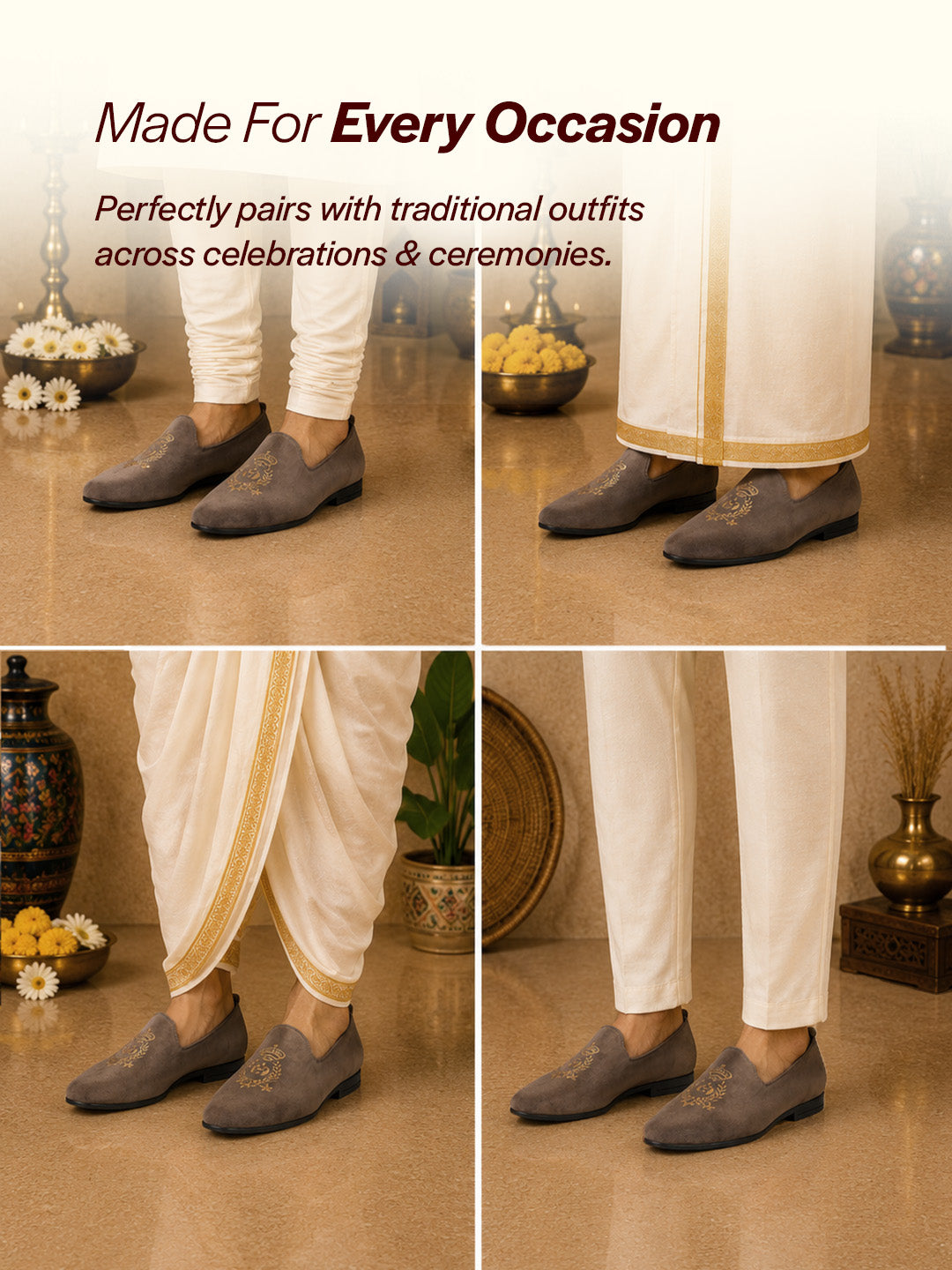 men grey velvet embroidery party casual loafer shoes