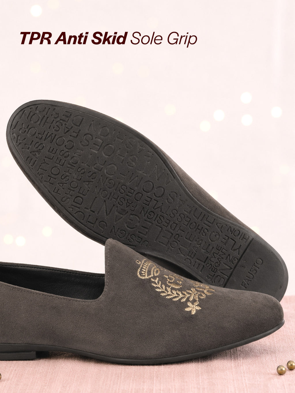 men grey velvet embroidery party casual loafer shoes
