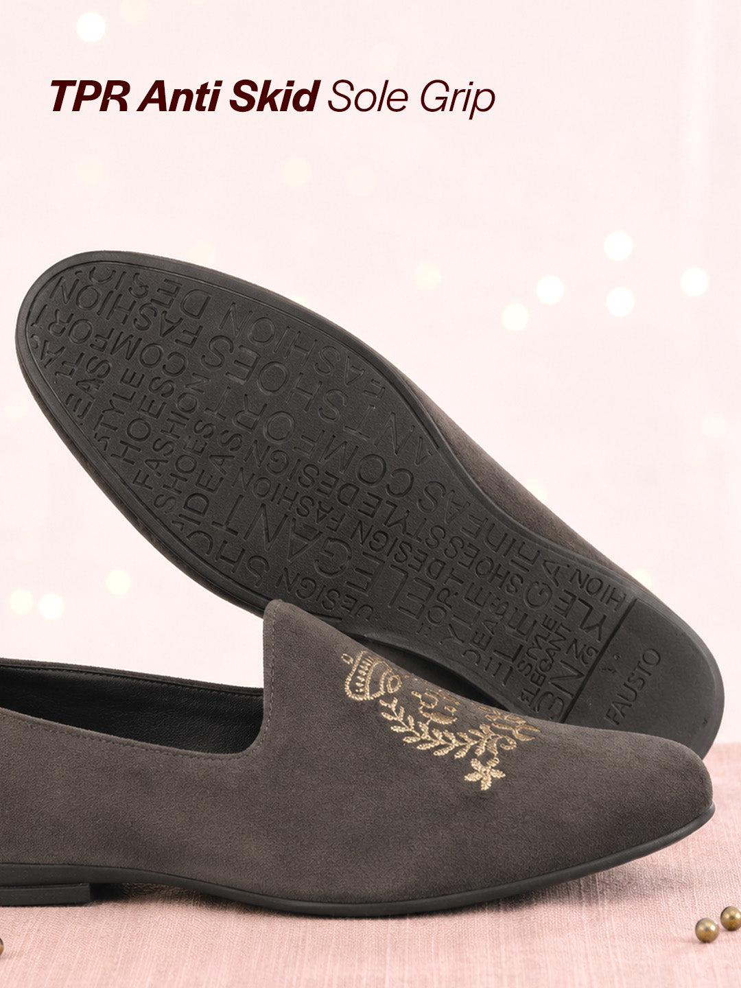 men grey velvet embroidery party casual loafer shoes