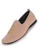 Men Nude Beige Embroidered Slip-On Loafers|Royal Ethnic Party Shoes|Ethnic Juttis and Mojaris for Wedding Cushioned Insole