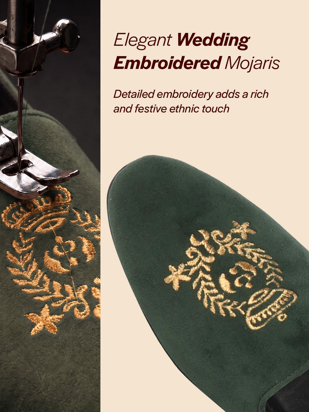 Shop Men Olive Velvet Embroidery Design Party Casual Loafer Shoes Online.