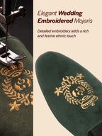 Shop Men Olive Velvet Embroidery Design Party Casual Loafer Shoes Online.