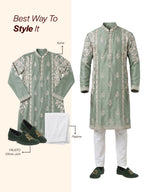 Shop Men Olive Velvet Embroidery Design Party Casual Loafer Shoes Online.