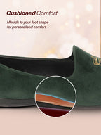 Men Olive Velvet Embroidery Design Ethnic Party Loafer Shoes
