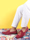 Shop Men Red Velvet Embroidery Design Party Casual Loafer Shoes Online.