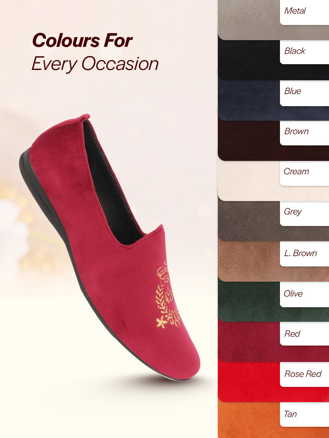Shop Men Red Velvet Embroidery Design Party Casual Loafer Shoes Online.