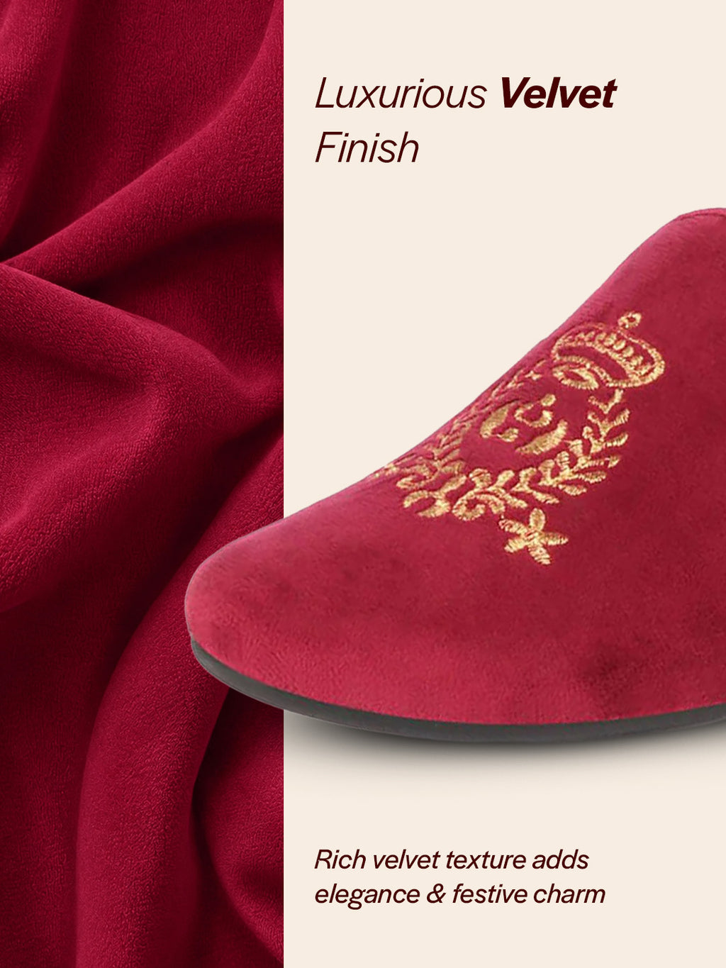 Shop Men Red Velvet Embroidery Design Party Casual Loafer Shoes Online.