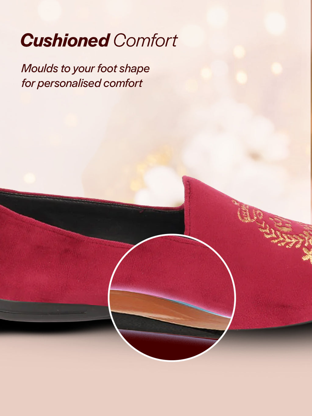 Men Red Velvet Embroidery Design Party Casual Loafer Shoes