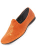 Men Tan Velvet Embroidery Design Party Casual Loafer Shoes
