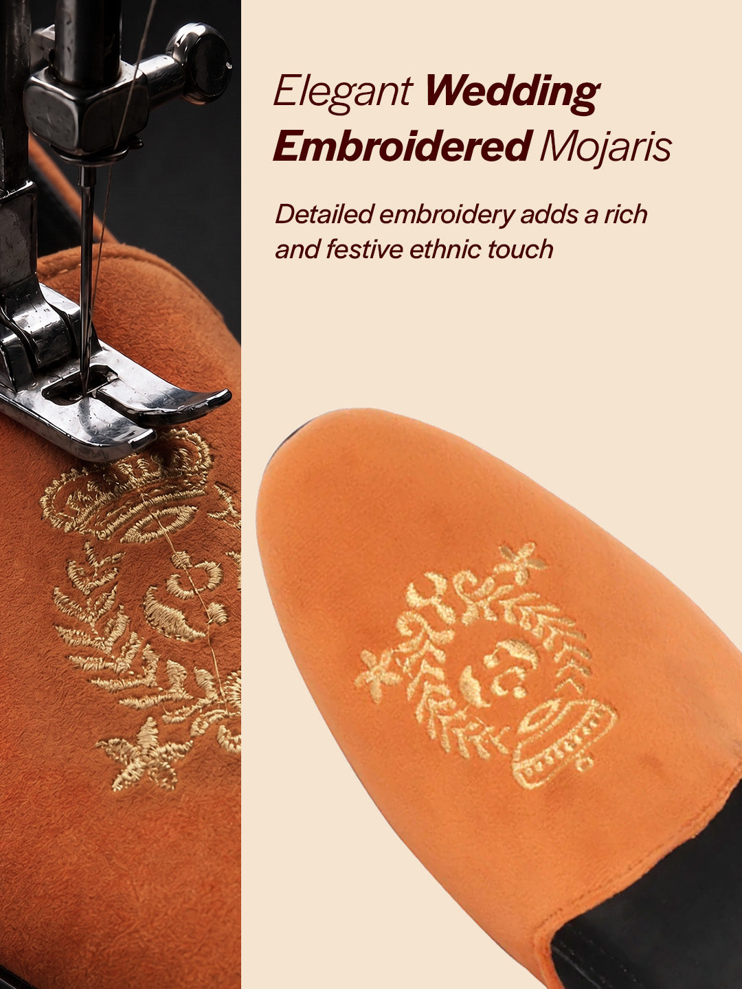 men tan velvet embroidery design party casual loafer shoes