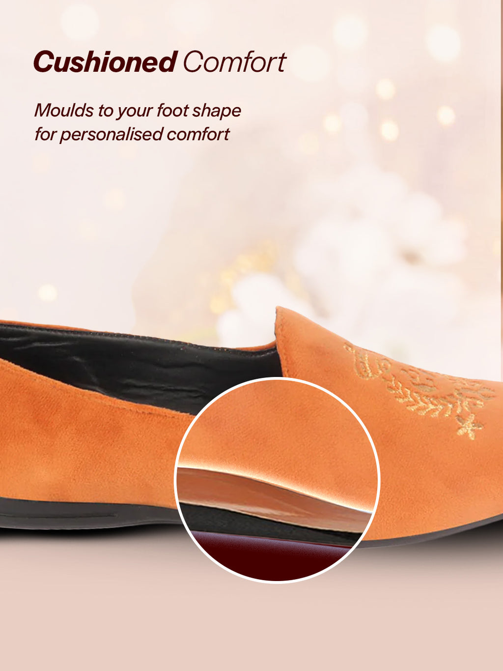 Men Tan Velvet Embroidery Design Party Casual Loafer Shoes