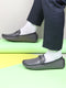 Men Grey Casual Slip On Textured Stitched Design Driving Loafer and Moccasin Shoes