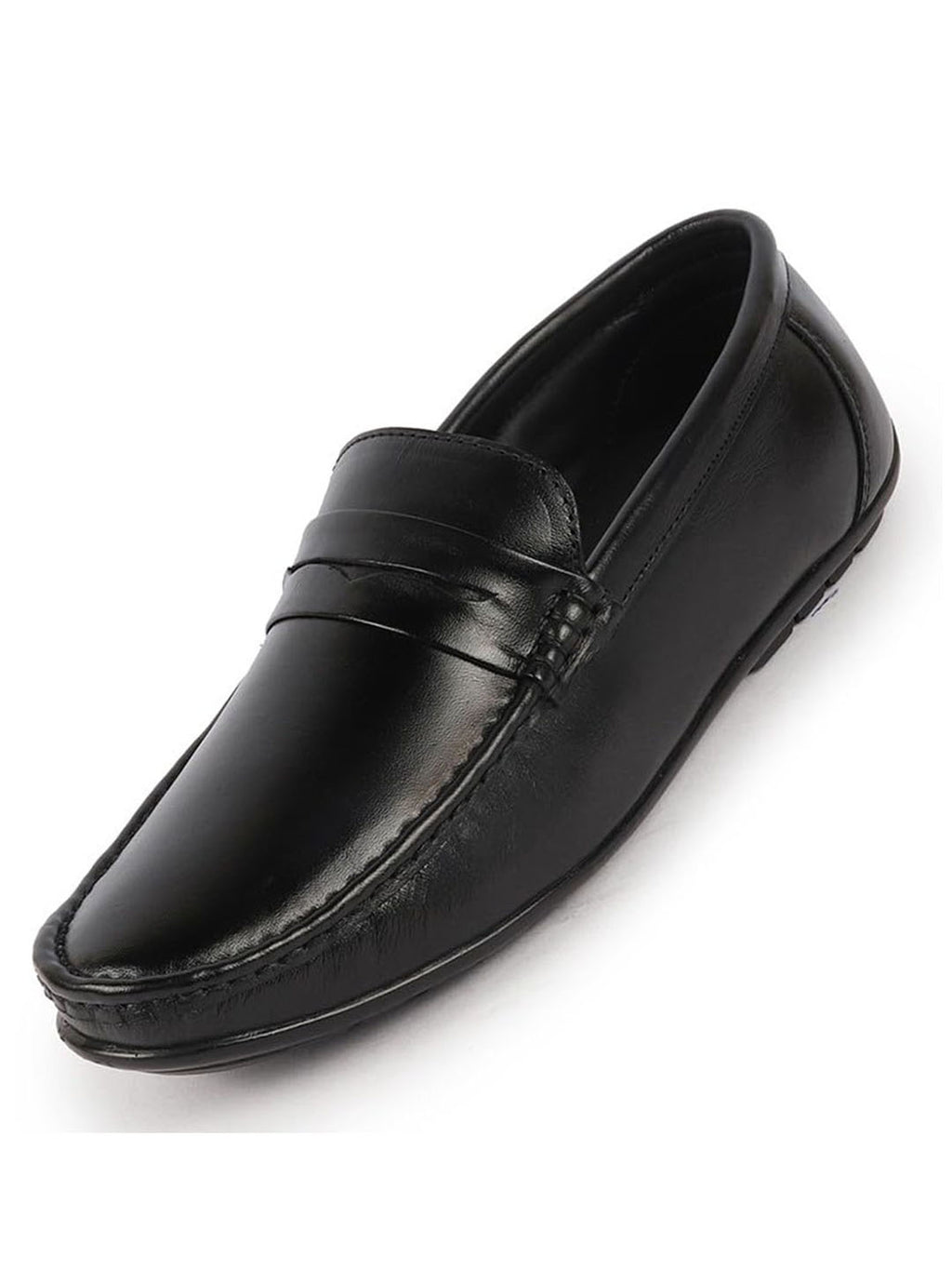 Men Black Classic Genuine Leather Slip on Loafer Shoes