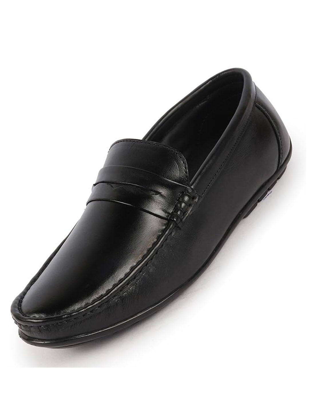 Men Black Classic Genuine Leather Slip on Loafer Shoes