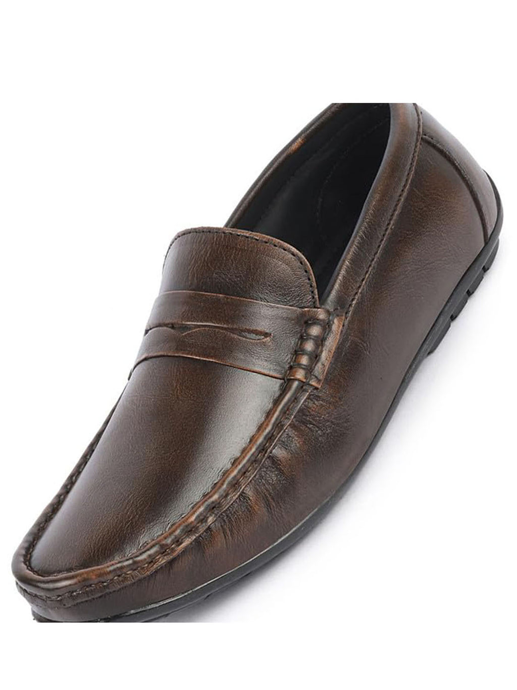 Shop Men Tan Classic Genuine Leather Slip on Loafer Shoes Online.