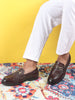 Men Cherry Wedding Party Embossed Design Genuine Leather Buckle Slip On Loafer Shoes