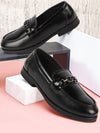 Men Black Wedding Party Genuine Leather Buckle Slip On Loafer Shoes
