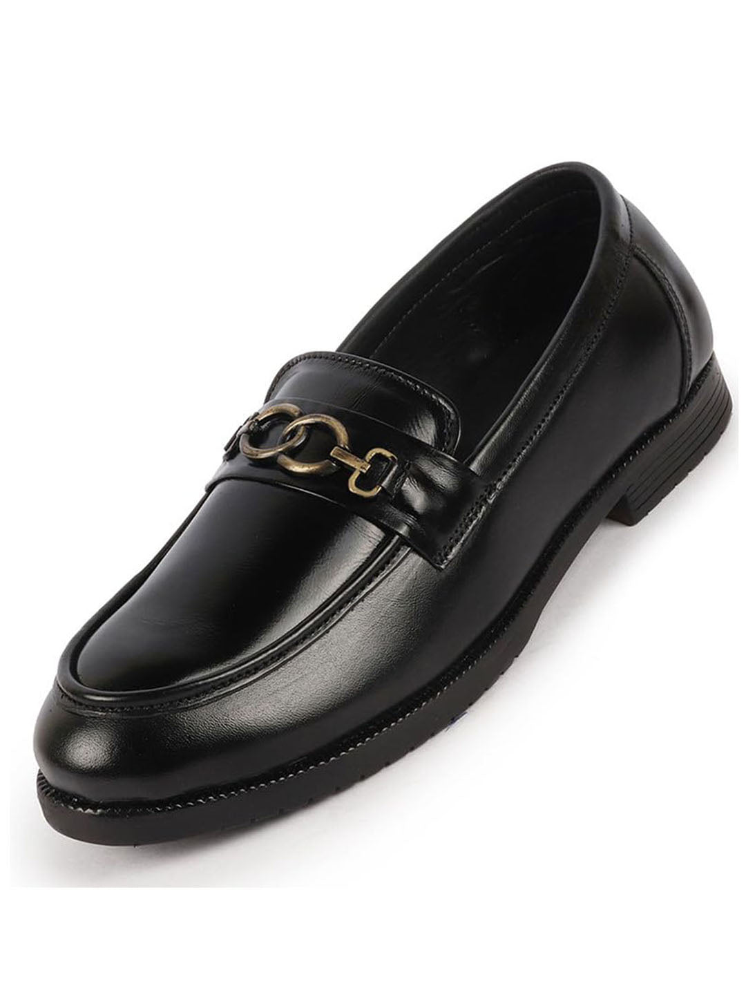 Men Black Wedding Party Genuine Leather Buckle Slip On Loafer Shoes