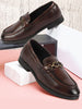 Men Brown Wedding Party Genuine Leather Buckle Slip On Loafer Shoes