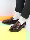Men Cherry Wedding Party Genuine Leather Buckle Slip On Loafer Shoes