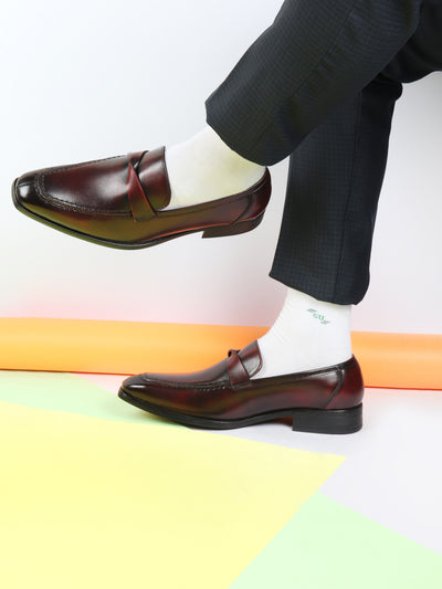 Shop Men Cherry Strap Design Wedding Party Genuine Leather Slip On Loafer Shoes Online.