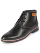 Men Black Genuine Leather Mid Top Chukka Lace Up Boots with TPR Welted Colorblocked Sole