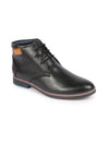 Shop Men Black Genuine Leather Mid Top Chukka Lace Up Boots with TPR Welted Colorblocked Sole Online.