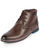 Men Brown Genuine Leather Mid Top Chukka Lace Up Boots with TPR Welted Colorblocked Sole