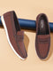 Men Brown Textured Design Casual Slip On Loafer Boat Shoes