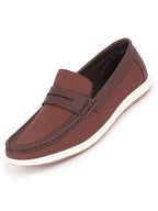 Shop Men Brown Textured Design Casual Slip On Loafer Boat Shoes Online.