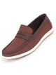 Men Brown Textured Design Casual Slip On Loafer Boat Shoes