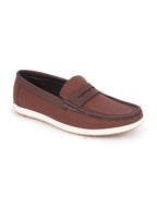 Shop Men Brown Textured Design Casual Slip On Loafer Boat Shoes Online.