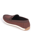 Shop Men Brown Textured Design Casual Slip On Loafer Boat Shoes Online.