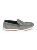 Shop Men Grey Textured Design Casual Slip On Loafer Boat Shoes Online.