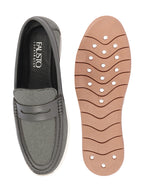Shop Men Grey Textured Design Casual Slip On Loafer Boat Shoes Online.