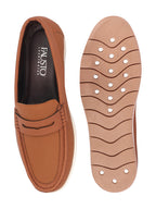Shop Men Tan Textured Design Casual Slip On Loafer Boat Shoes Online.