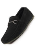 Men Black Horsebit Buckle Suede Leather Slip On Driving Loafers