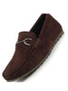 Men Brown Horsebit Buckle Suede Leather Slip On Driving Loafers