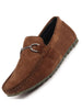 Men Camel Horsebit Buckle Suede Leather Slip On Driving Loafers