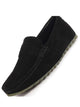 Men Black Suede Leather Side Stitched Slip On Driving Loafers and Mocassin
