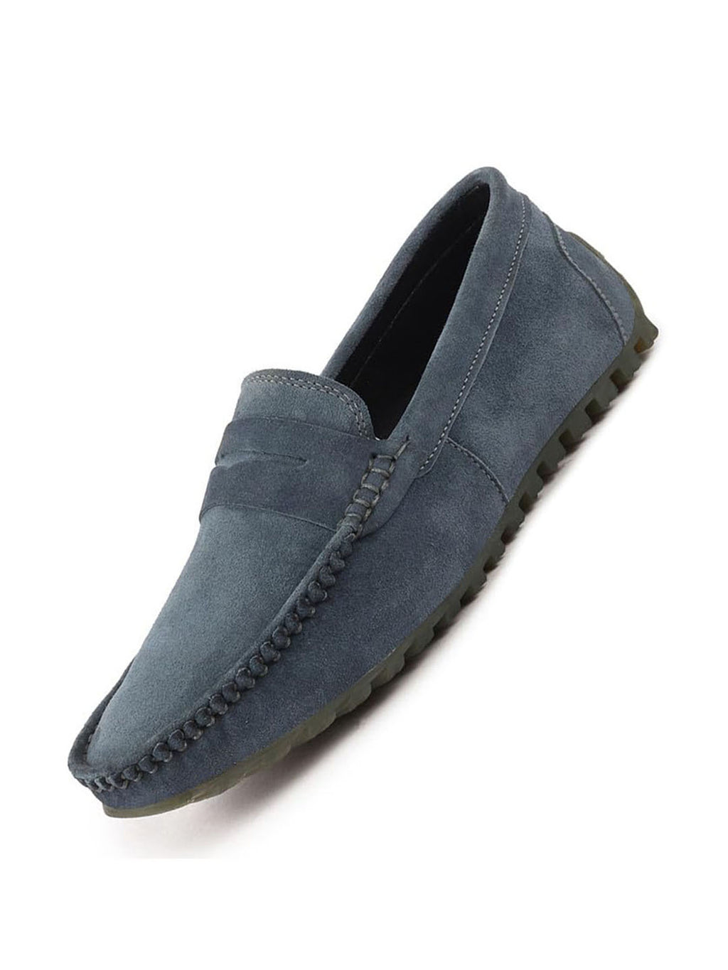 Shop Men Grey Suede Leather Side Stitched Slip On Driving Loafers and Mocassin Online.
