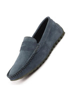 Shop Men Grey Suede Leather Side Stitched Slip On Driving Loafers and Mocassin Online.