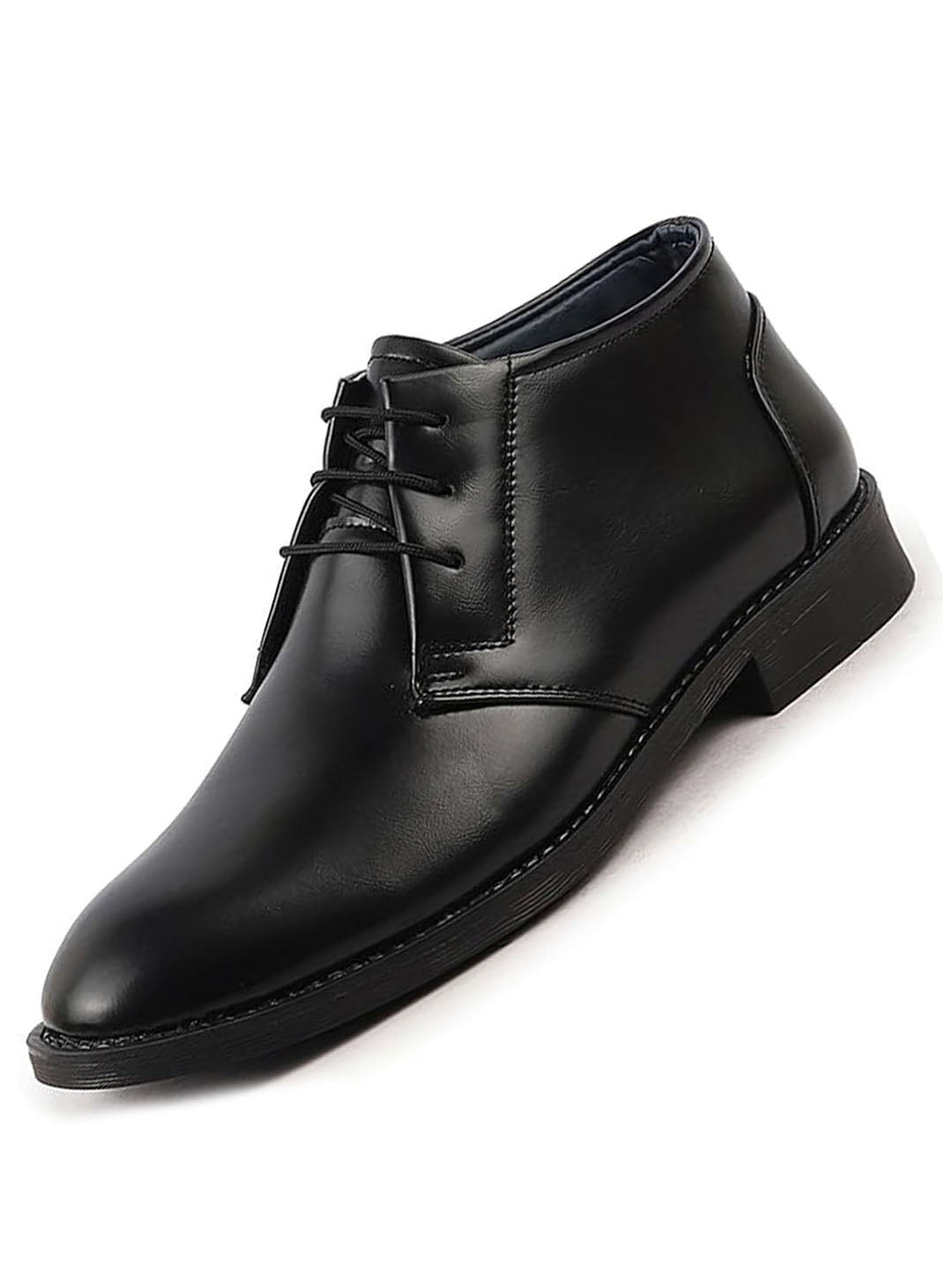 men black classic trendy mid ankle lace up chukka boot with tpr welted sole