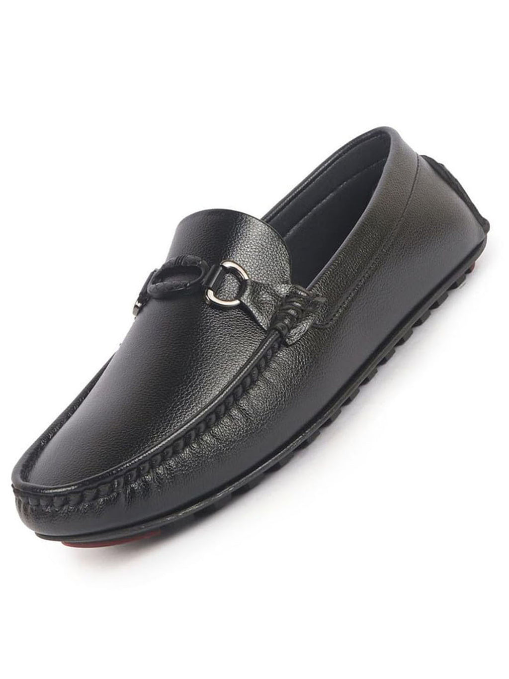 Men Black Stitched Horsebit Buckle Classic Slip-Ons Driving Loafer and Moccasins|Slip On Shoes|Casual Shoes