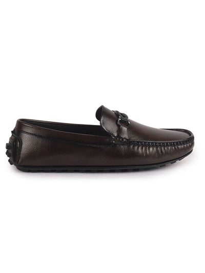 Men Brown Stitched Horsebit Buckle Classic Slip-Ons Driving Loafer and Moccasins|Slip On Shoes|Casual Shoes