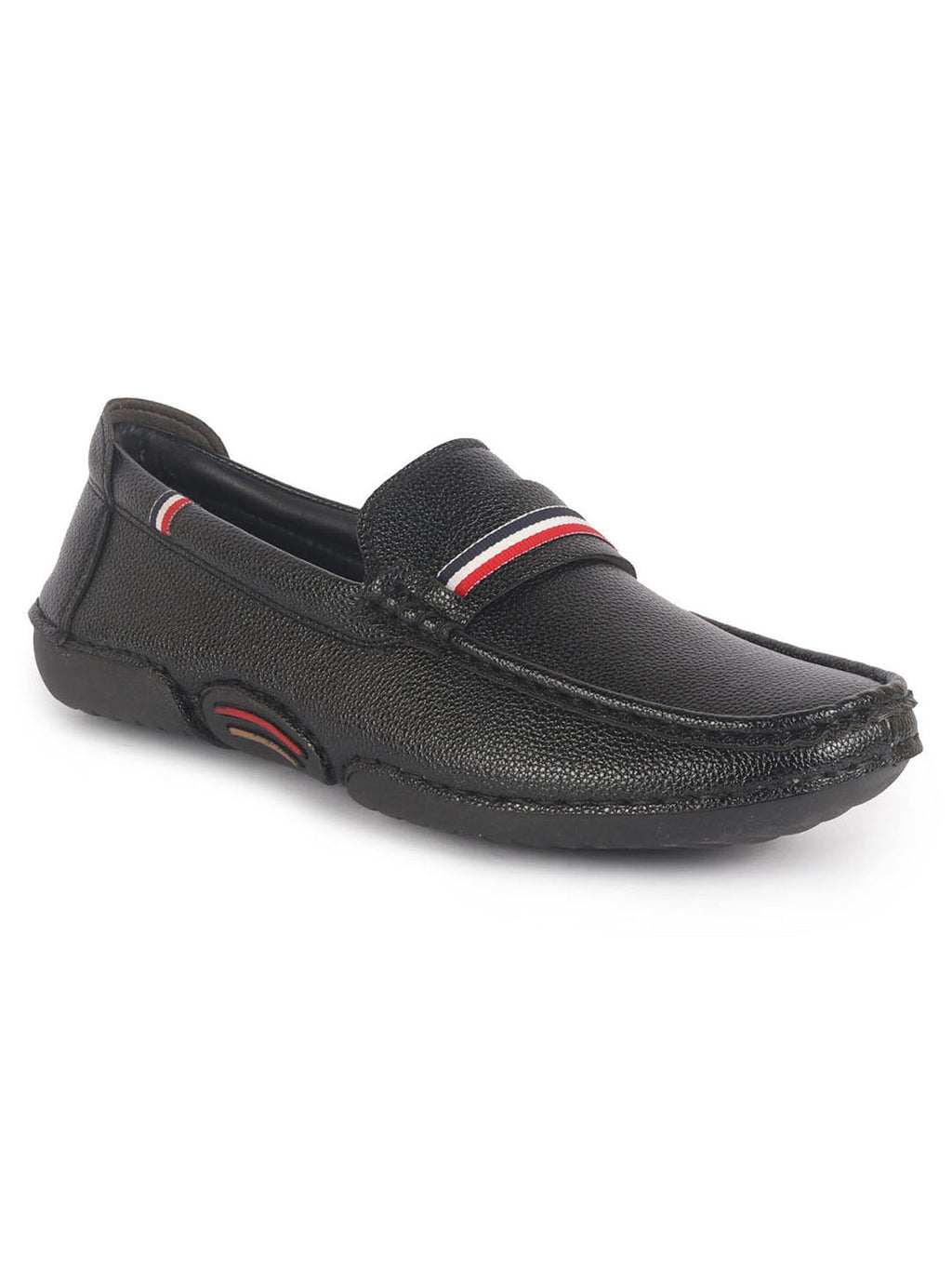 men black stitched stripe design classic slip-ons loafer with flexible slip resistant sole|slip on shoes|casual shoes