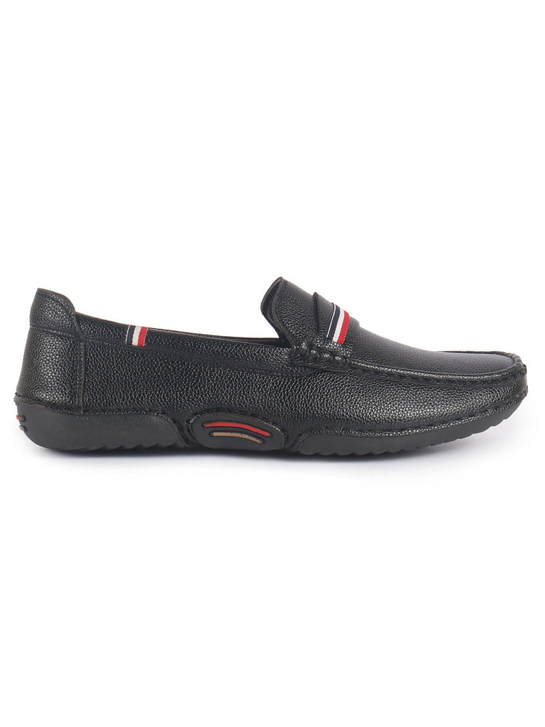 men black stitched stripe design classic slip-ons loafer with flexible slip resistant sole|slip on shoes|casual shoes