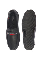 men black stitched stripe design classic slip-ons loafer with flexible slip resistant sole|slip on shoes|casual shoes