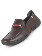 Men Brown Stitched Stripe Design Classic Slip-Ons Loafer with Flexible Slip Resistant Sole|Slip On Shoes|Casual Shoes